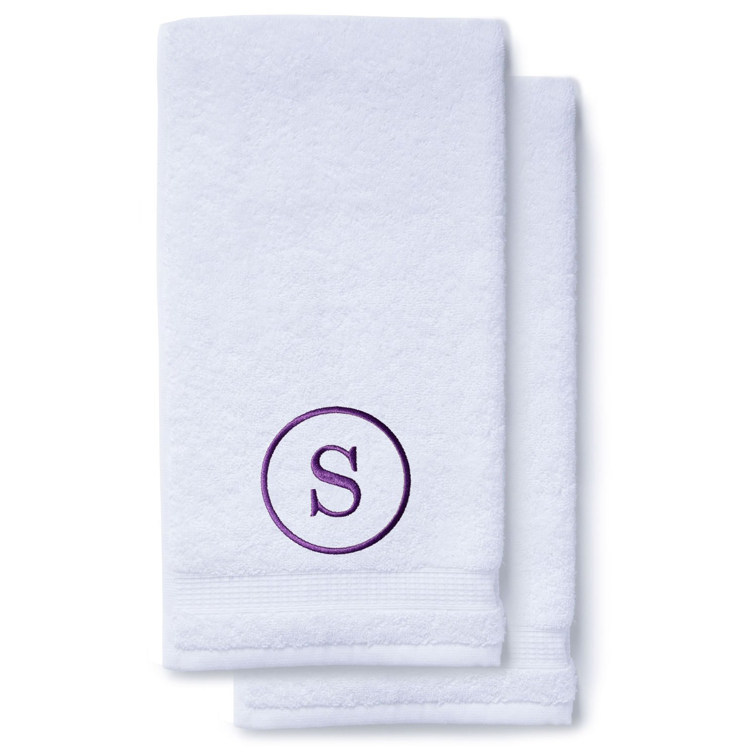 Purple Initial Premium Hand Towel Classic 16 X 30 Inch, Set of 2-Robemart.com