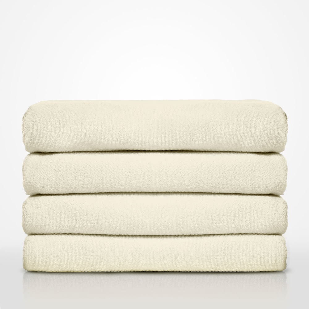 35" x 60" - 100% Turkish Cotton Terry Velour Ivory Pool / Beach Towel-Robemart.com