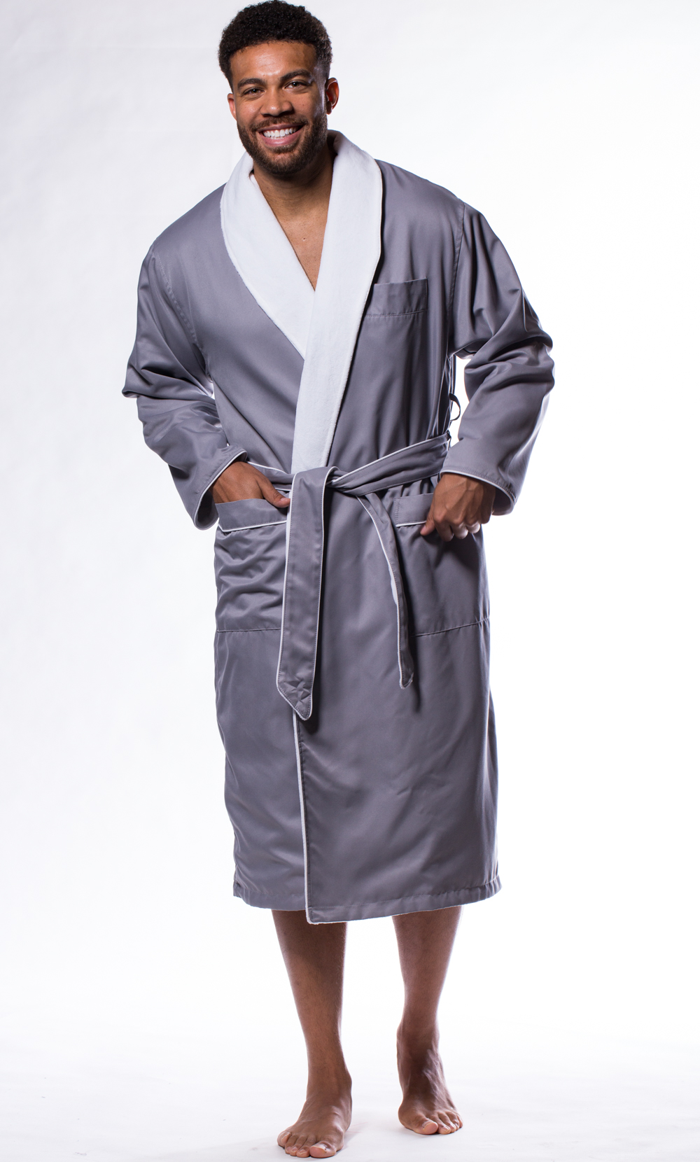 Luxury Microfiber Plush Lined Robe Gray-Robemart.com
