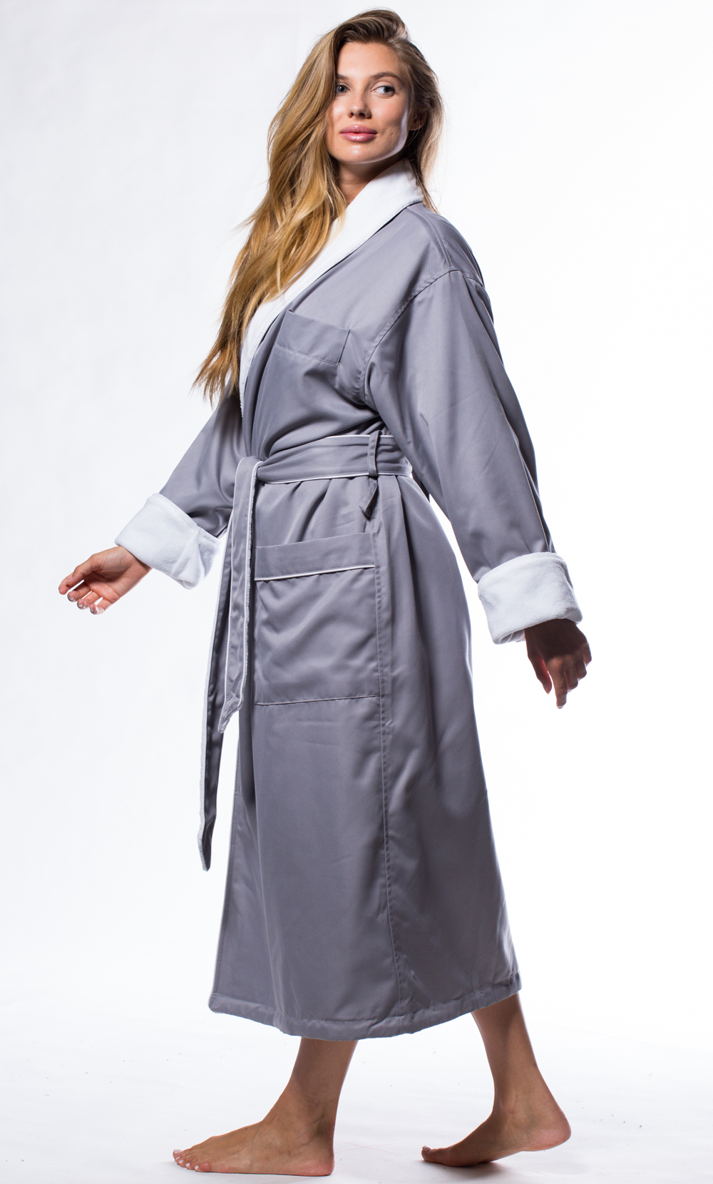Women's :: Luxury Microfiber Plush Lined Robe Gray - Wholesale ...