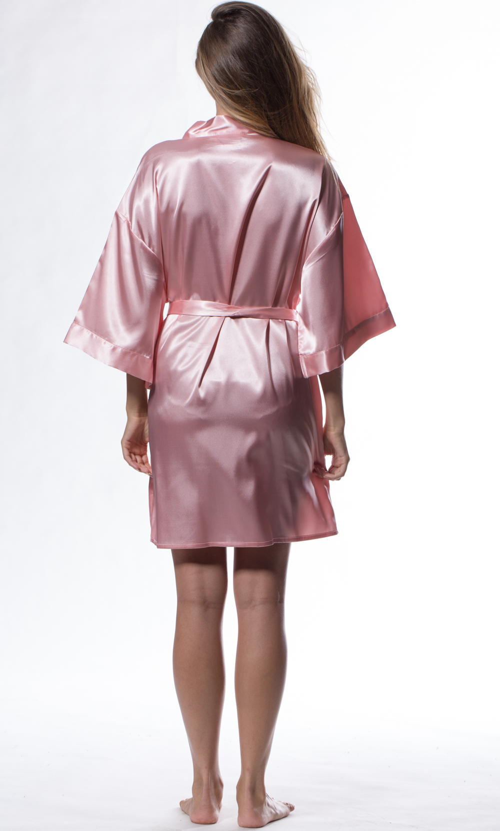 Pink Silky Satin Kimono Robe | Robemart Wholesale Prices