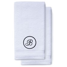 Navy Blue Initial Premium Hand Towel Script 16 X 30 Inch, Set of 2-Robemart.com