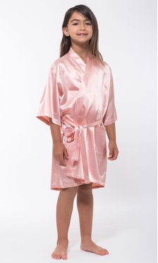 Pink Satin Kimono Kid's Robe-Robemart.com