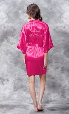 CLEARANCE Maid of Honor Clear Rhinestone Satin Kimono  Short Robe- Final Sale-Robemart.com