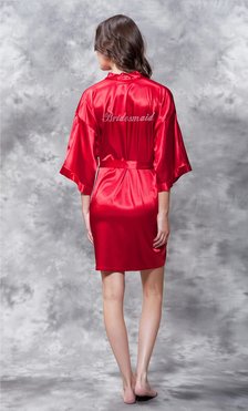 CLEARANCE  Bridesmaid Clear Rhinestone Satin Kimono  Short Robe - Final Sale-Robemart.com