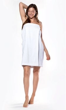 100% Turkish Cotton White Terry Cloth Spa, Bath Wrap-Robemart.com