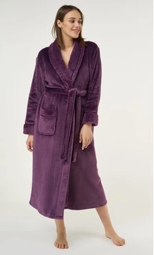 Purple Plush Soft Warm Fleece Womens Robe-Robemart.com