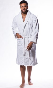 White Super Soft Tahoe Microfleece Shawl Collar Robe-Robemart.com