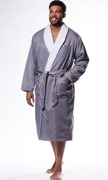 Luxury Microfiber Plush Lined Robe Gray - Preorder-Robemart.com