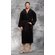 100% Turkish Cotton Black Hooded Terry / Velour Bathrobe-Robemart.com