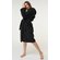 100% Turkish Cotton Black Heavy Weight Hooded Terry Bathrobe-Robemart.com