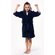 Navy Blue Plush Super Soft Fleece Shawl Kid's Robe-Robemart.com