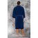 Premium 100% Turkish Cotton Navy Blue Terry Kimono Bathrobe-Robemart.com