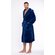 Men's Navy Blue Plush Soft Warm Fleece Bathrobe with Hood, Comfy Men's Robe-Robemart.com