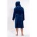 Men's Navy Blue Plush Soft Warm Fleece Bathrobe with Hood, Comfy Men's Robe-Robemart.com