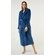 Navy Blue Plush Soft Warm Fleece Womens Robe-Robemart.com