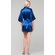Navy Blue Satin Kimono Short Robe-Robemart.com