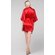 Red Satin Kimono Short Robe-Robemart.com