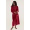 Burgundy Plush Soft Warm Fleece Womens Robe-Robemart.com