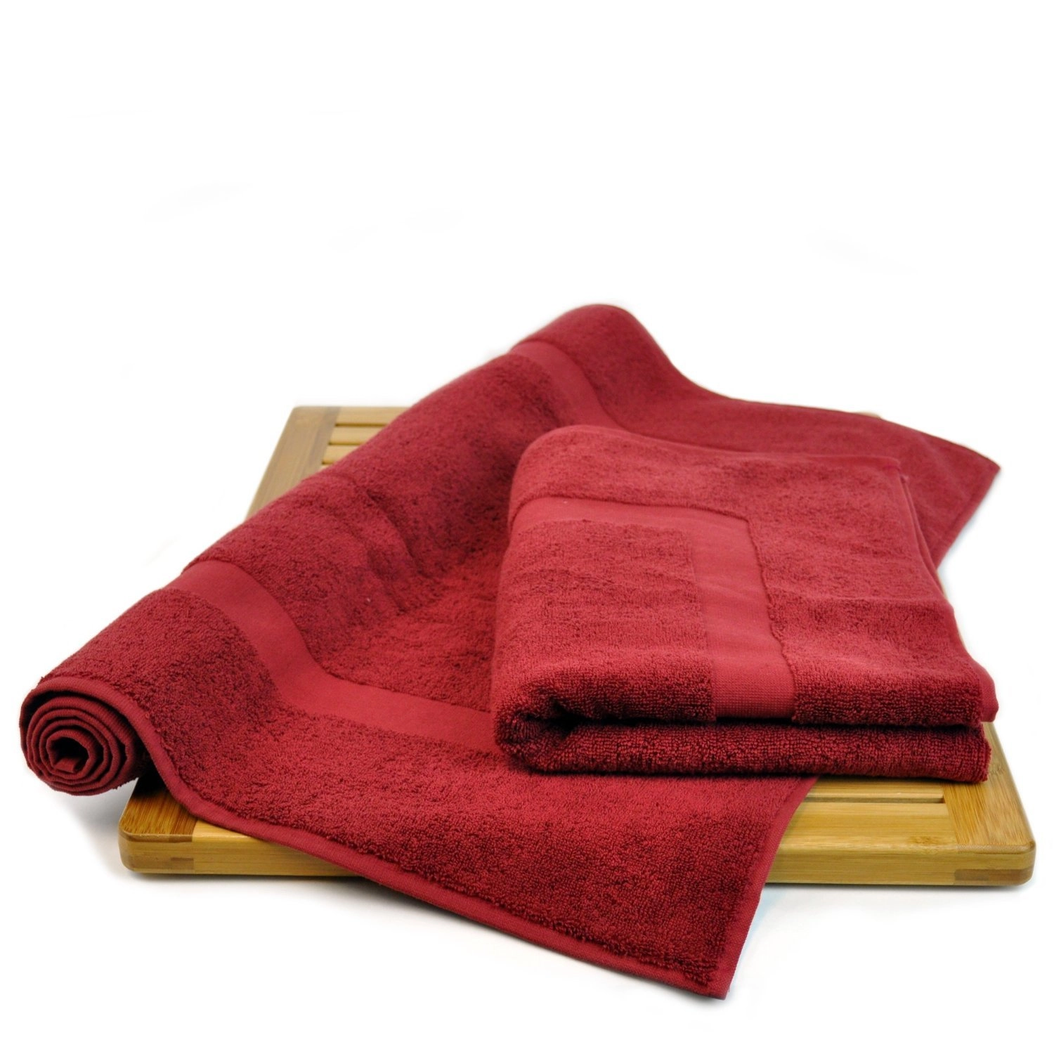 %100 Turkish Cotton Cranberry Terry Bath Mat - Premium Frame - Final Sale-Robemart.com