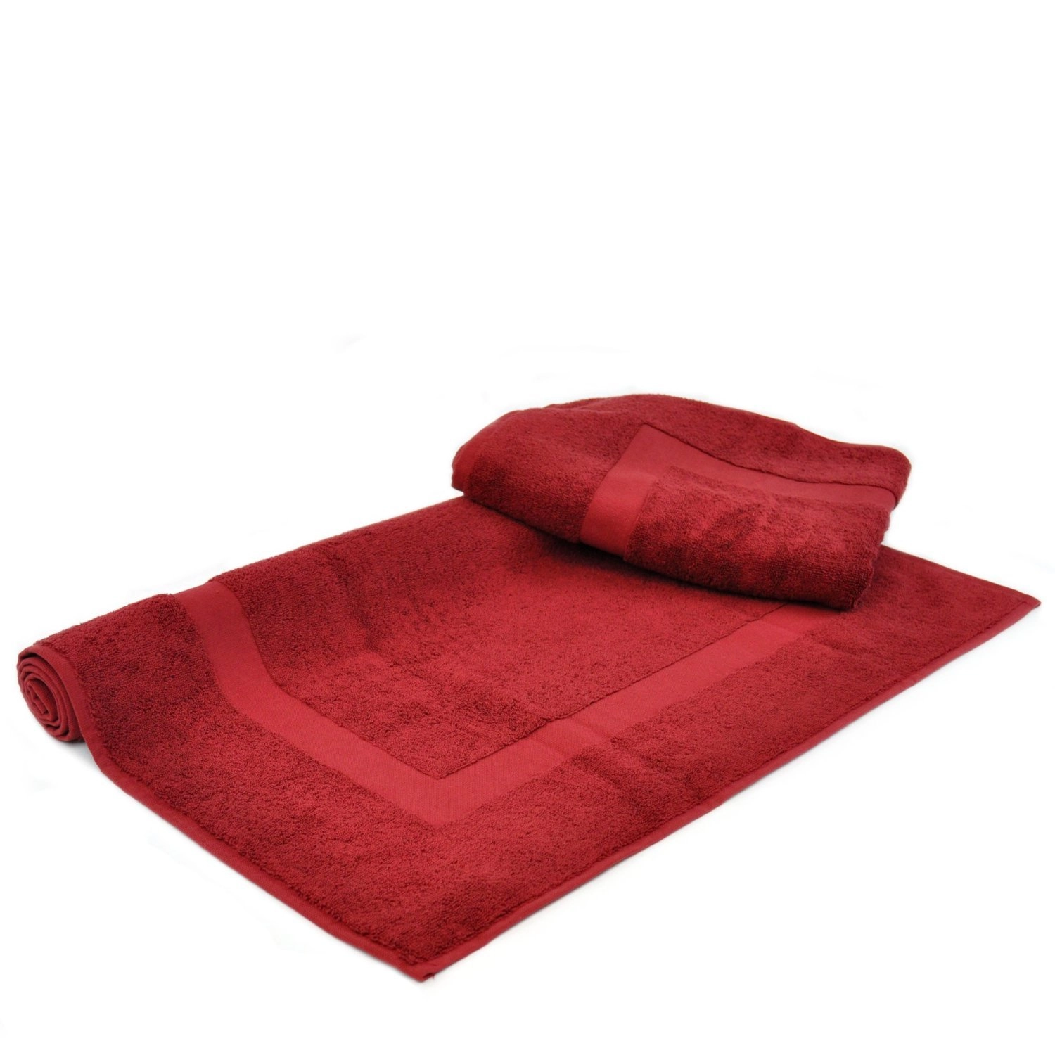 %100 Turkish Cotton Cranberry Terry Bath Mat - Premium Frame - Final Sale-Robemart.com