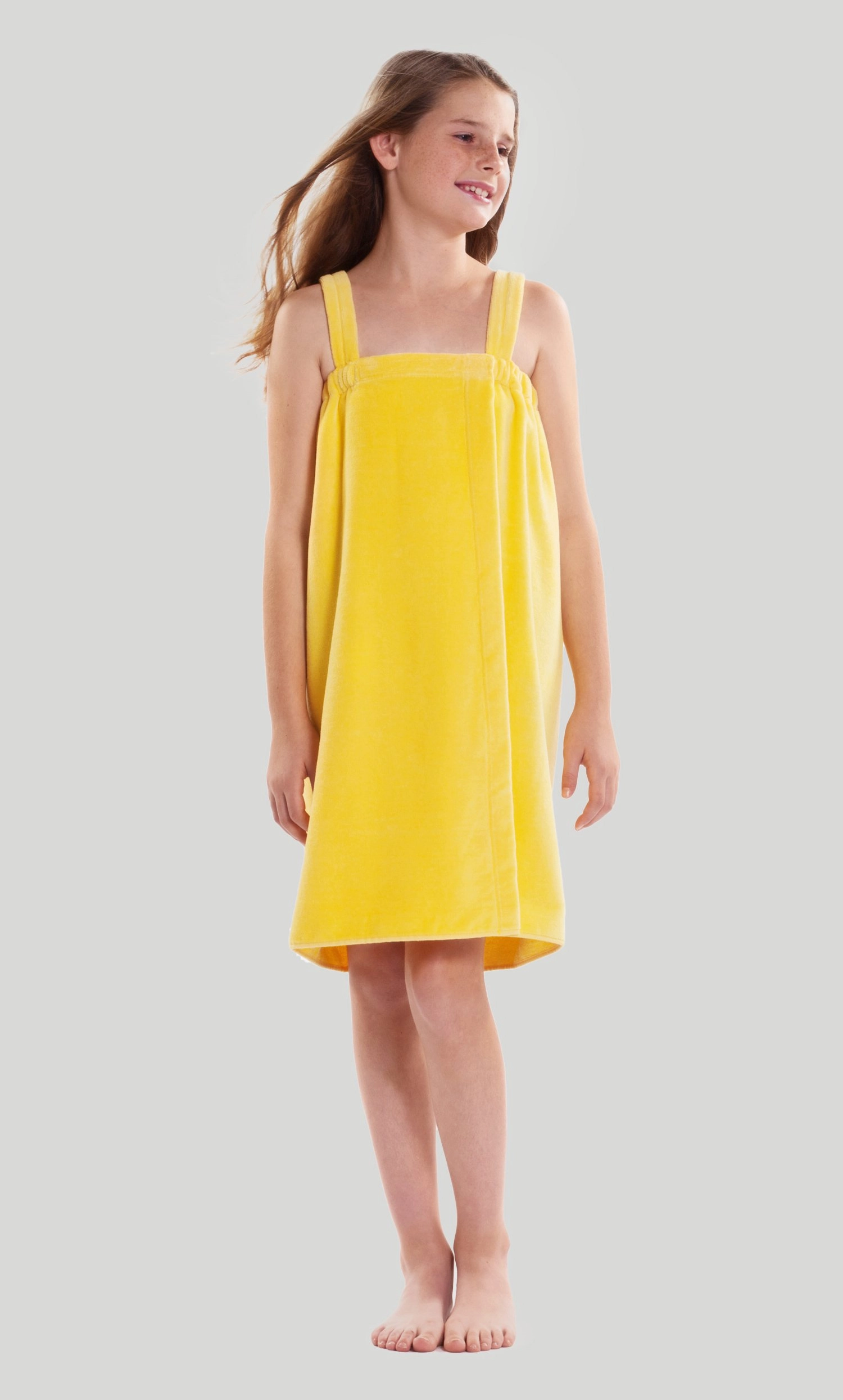 100% Cotton Yellow Terry Velour Cloth Kid's Spa/Pool Wrap, Bath Towel Wrap-Robemart.com
