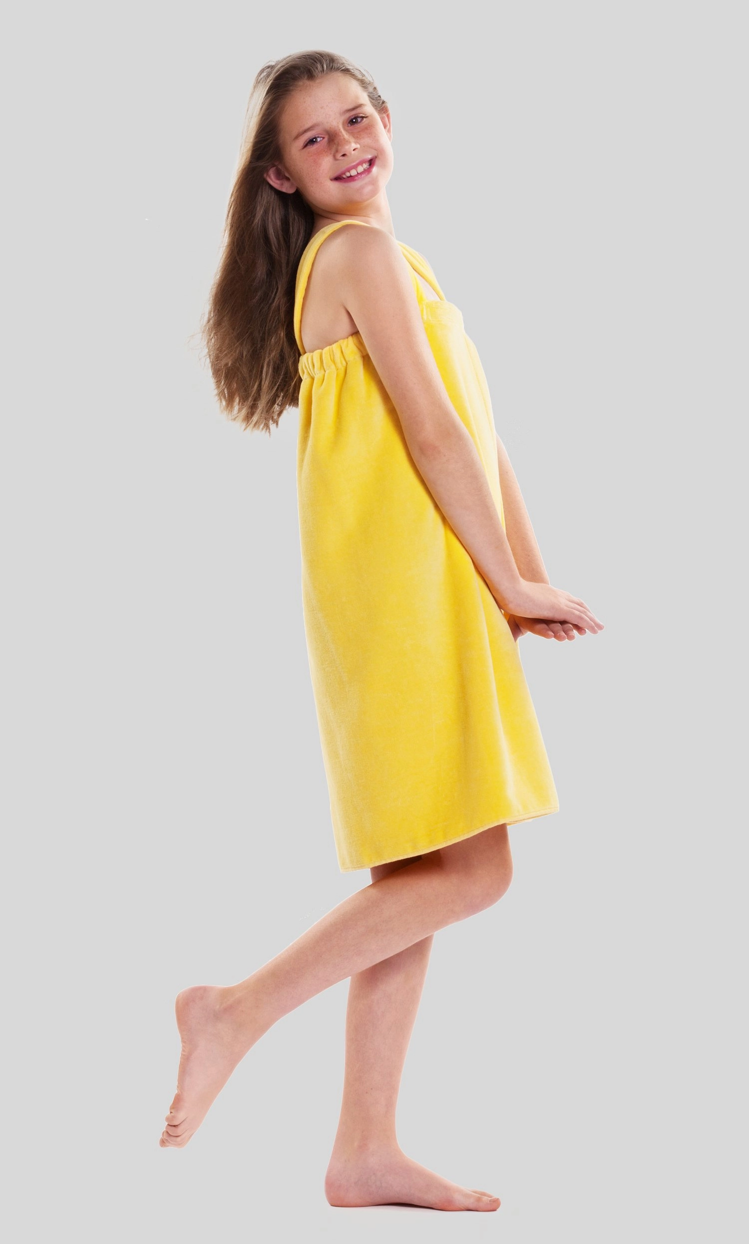 100% Cotton Yellow Terry Velour Cloth Kid's Spa/Pool Wrap, Bath Towel Wrap-Robemart.com