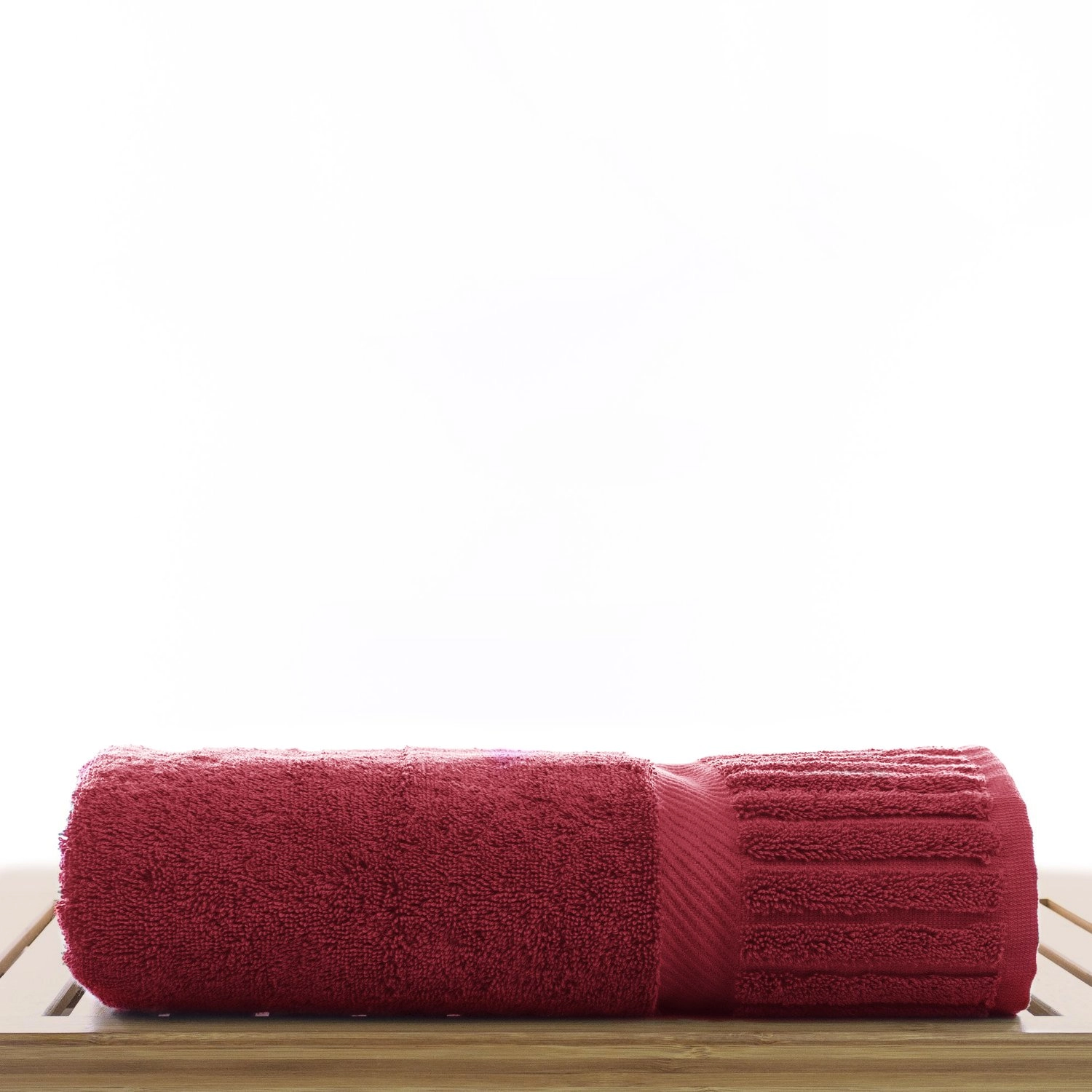 30" x 58" - 18 lbs/doz - %100 Turkish Cotton Cranberry Bath Towel - Piano Border-Robemart.com