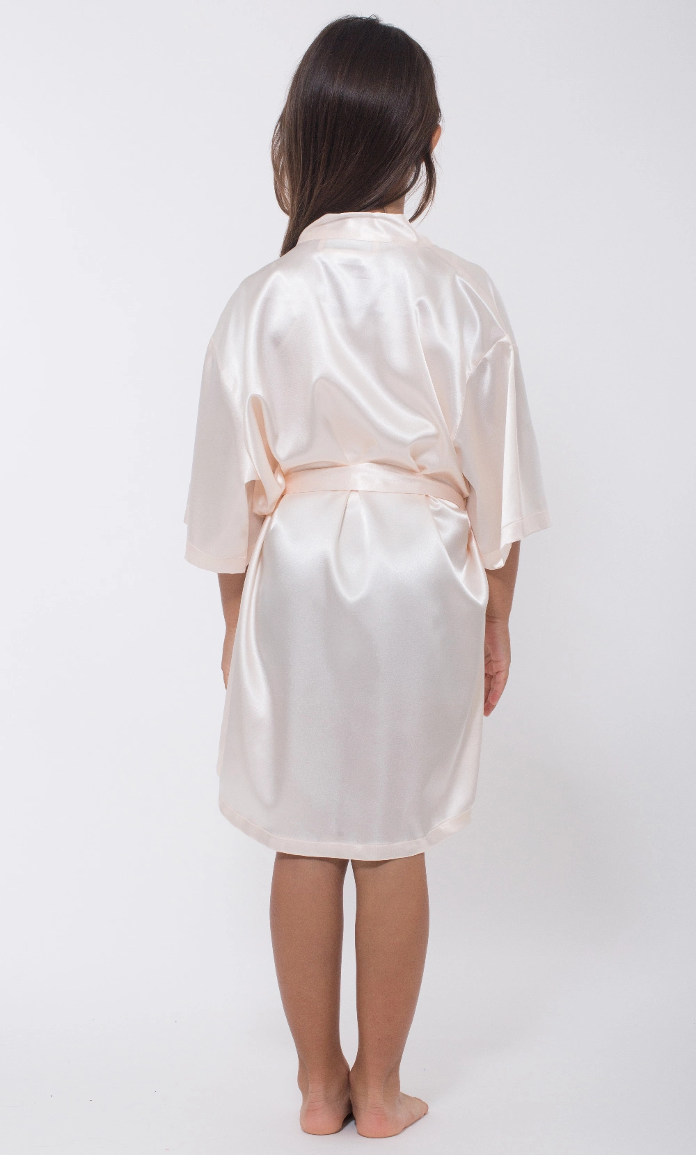 White Peach Satin Kimono Kid's Robe-Robemart.com