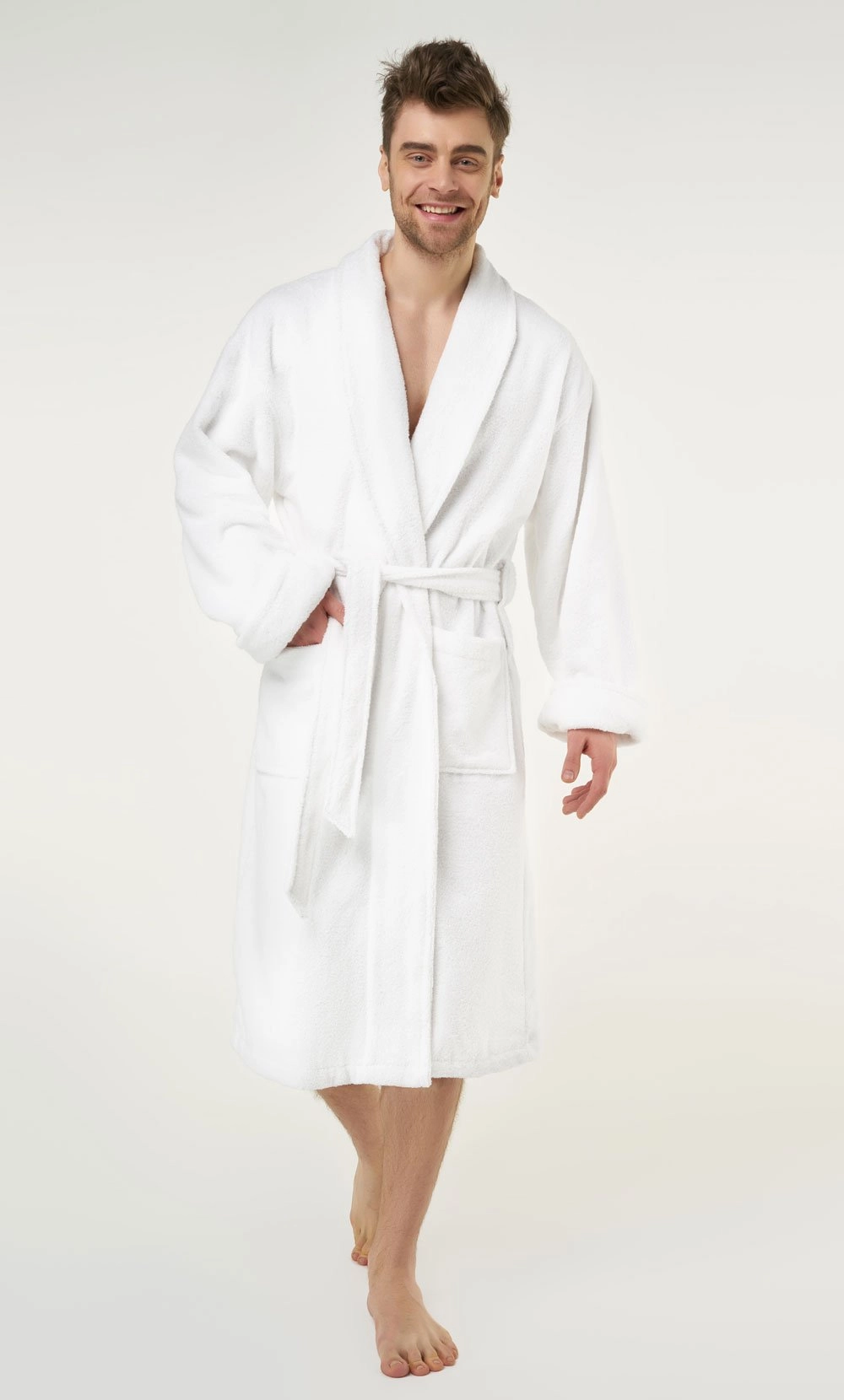 NY Threads Luxurious Mens Shawl Collar Fleece Bathrobe Spa Robe