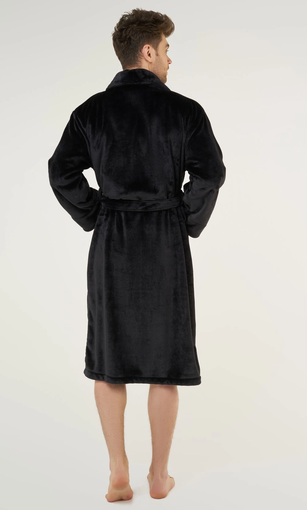 Black Super Soft Tahoe Microfleece Shawl Collar Robe-Robemart.com