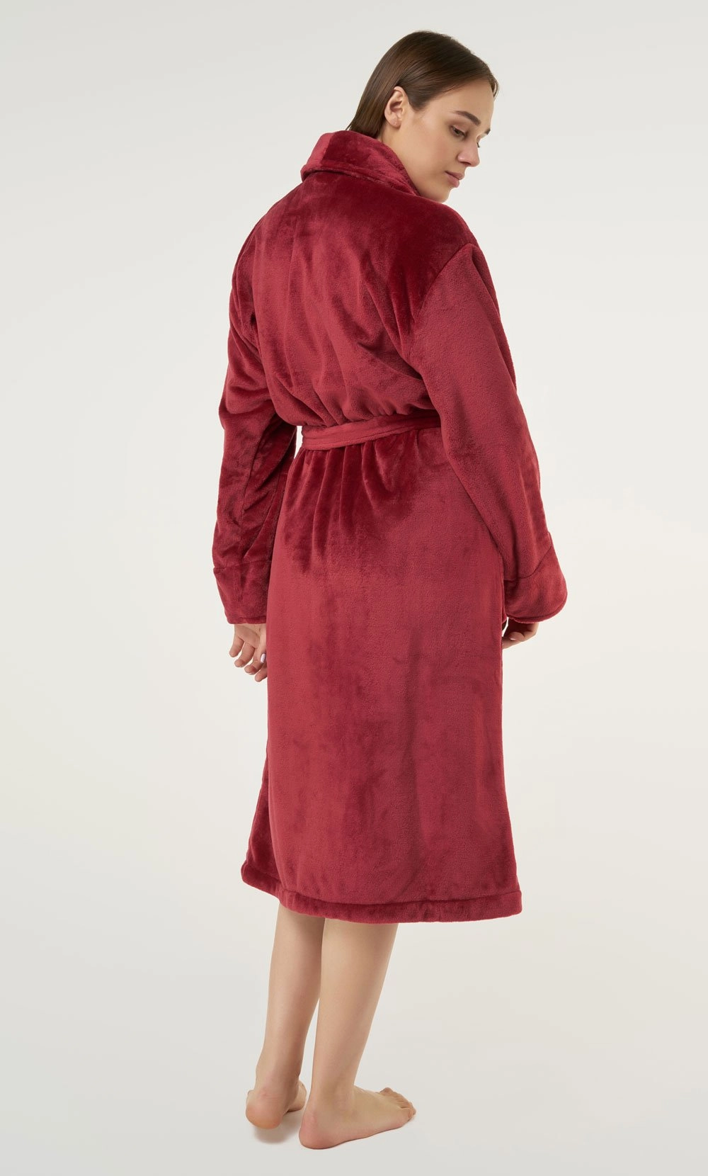 Burgundy Super Soft Tahoe Microfleece Shawl Collar Robe-Robemart.com