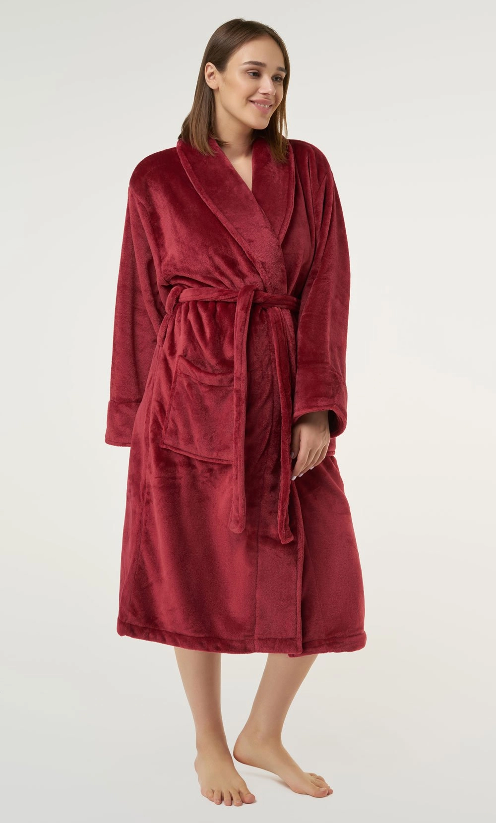 Burgundy Super Soft Tahoe Microfleece Shawl Collar Robe-Robemart.com