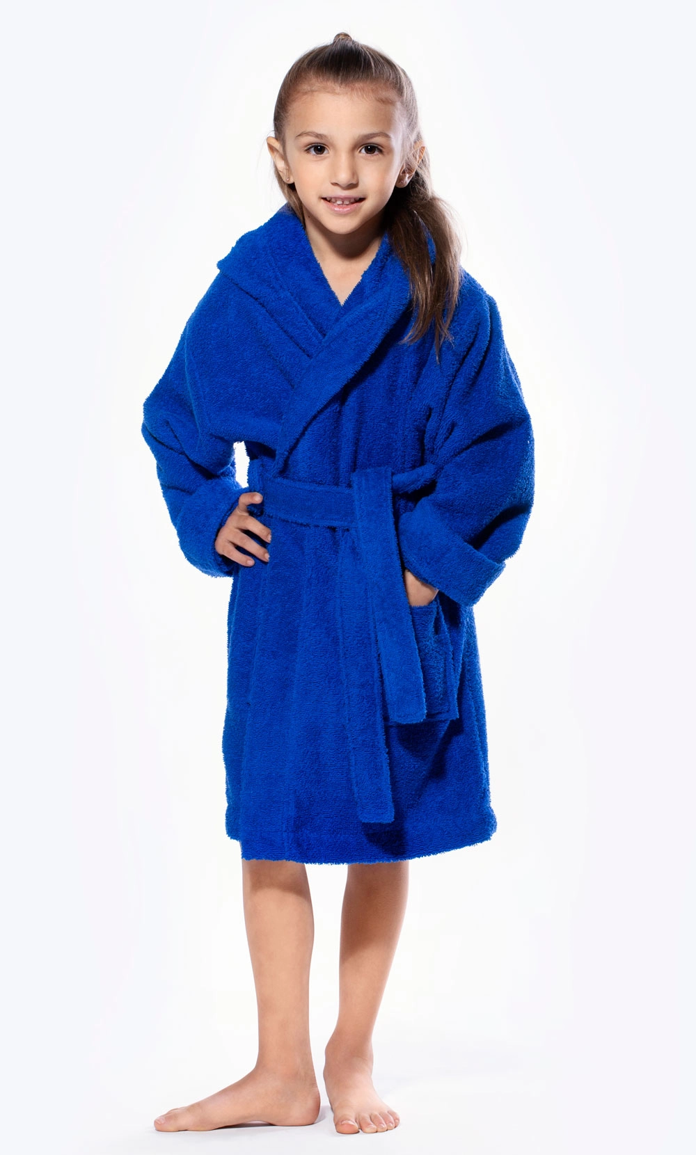 100% Turkish Cotton Royal Blue Hooded Terry Kid's Bathrobe-Robemart.com