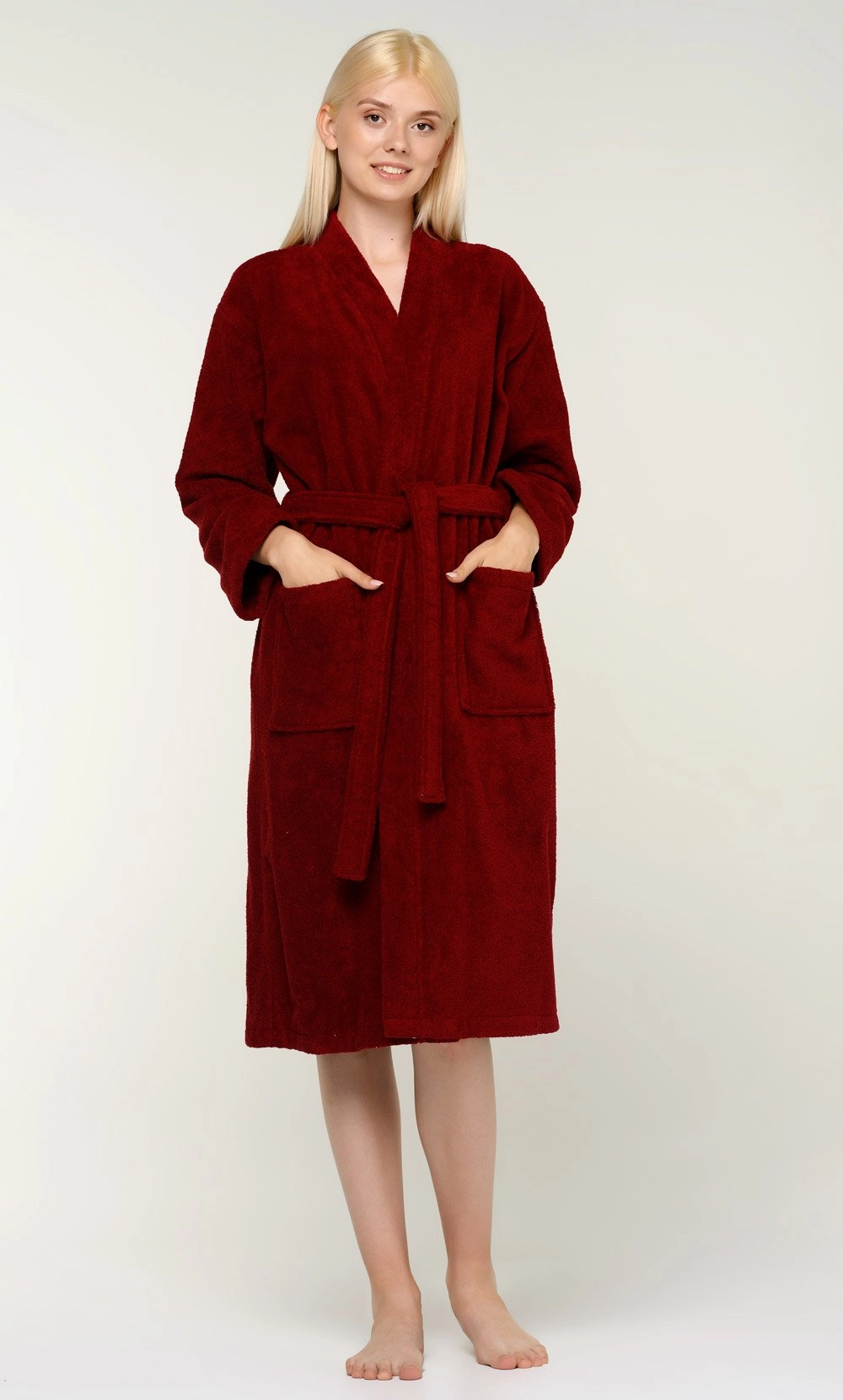 Women's :: Cotton Robes :: 100% Turkish Cotton Wine Red Terry Kimono  Bathrobe - Wholesale bathrobes, Spa robes, Kids robes, Cotton robes, Spa  Slippers, Wholesale Towels