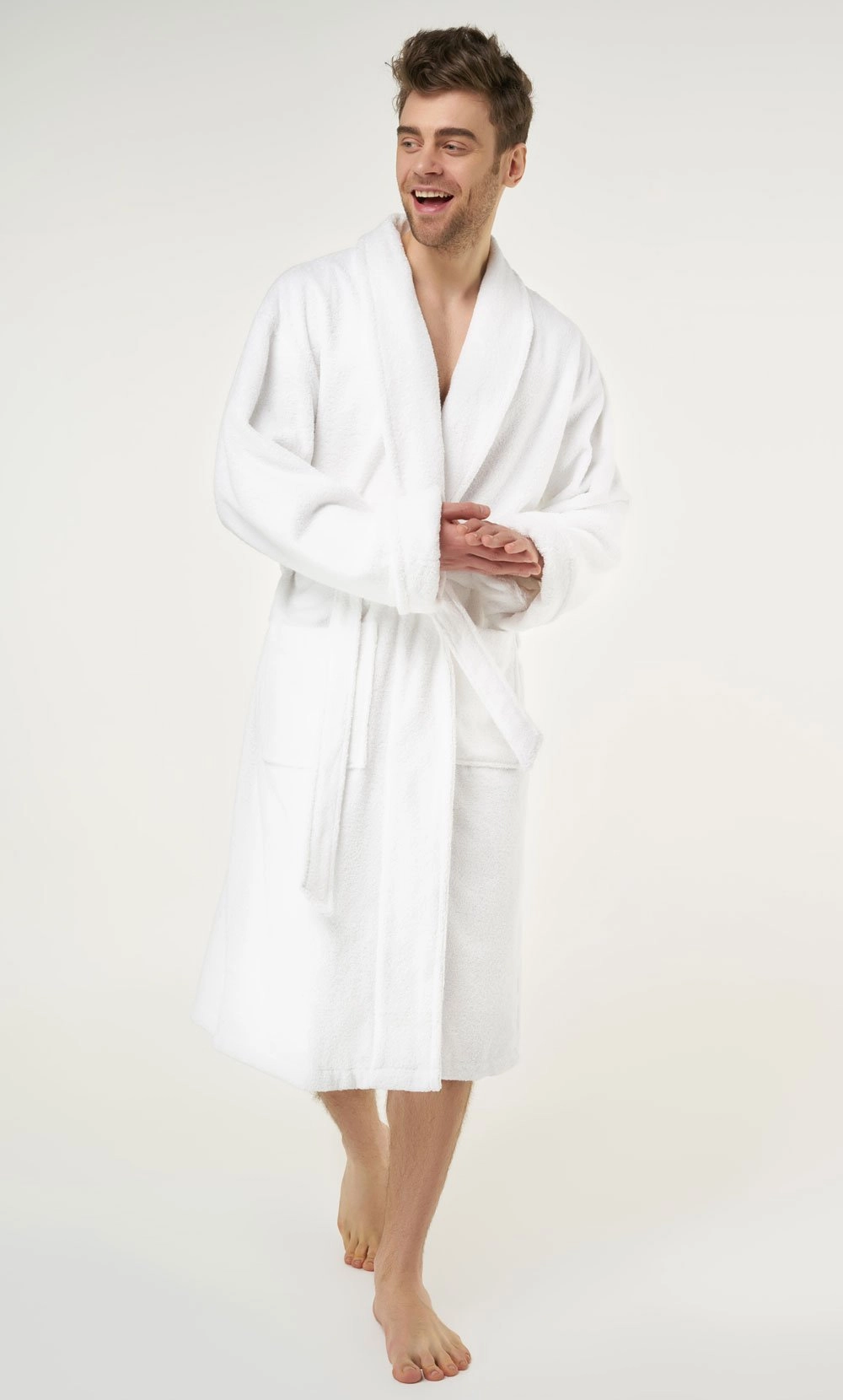 White Super Soft Tahoe Microfleece Shawl Collar Robe-Robemart.com