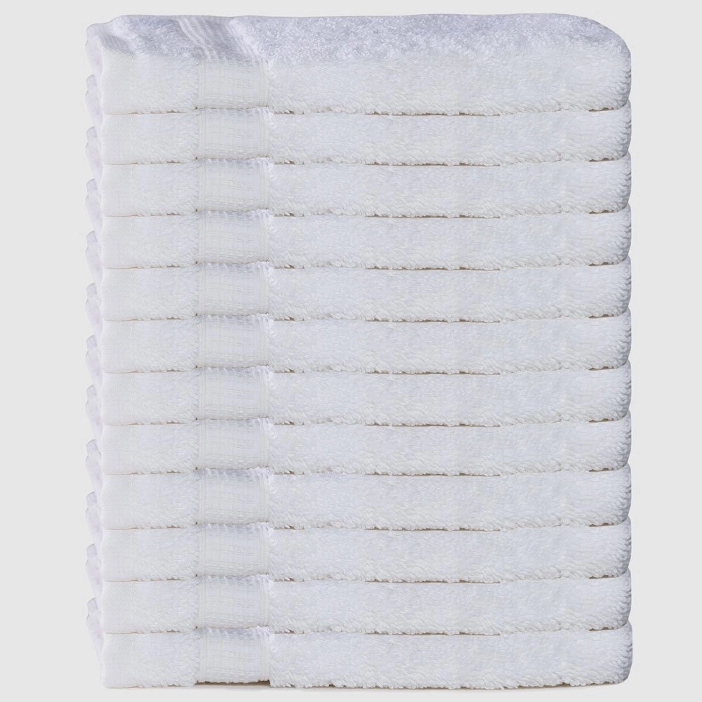 100% Turkish Class Cotton White Washcloth- 12 Pack (Dozen)-Robemart.com