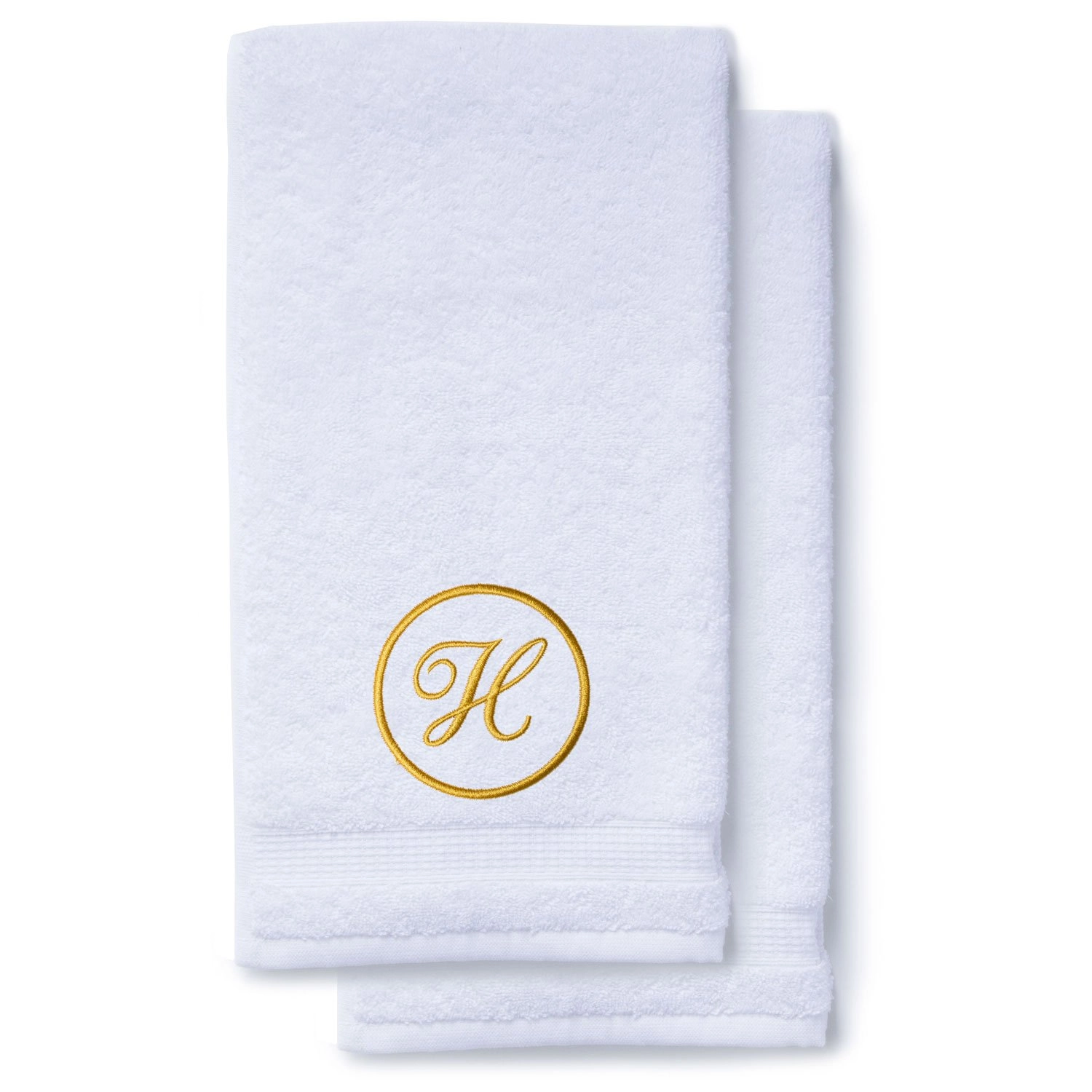 Gold Initial Premium Hand Towel Script 16 X 30 Inch, Set of 2-Robemart.com