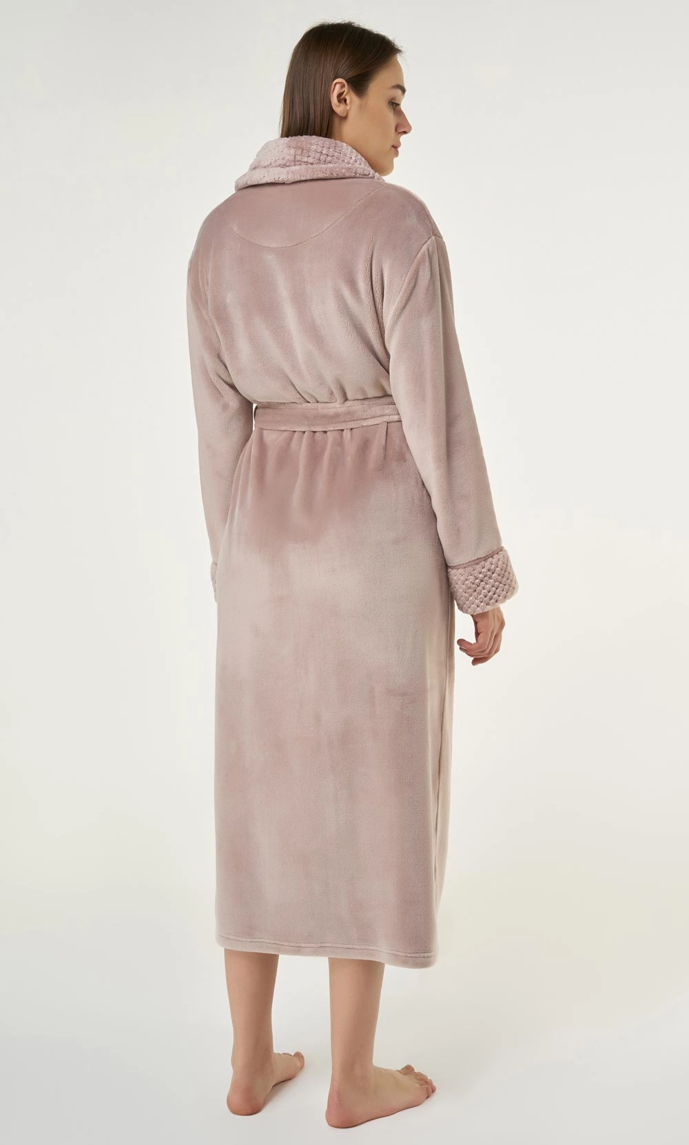 Blush Pink Plush Soft Warm Fleece Womens Robe-Robemart.com