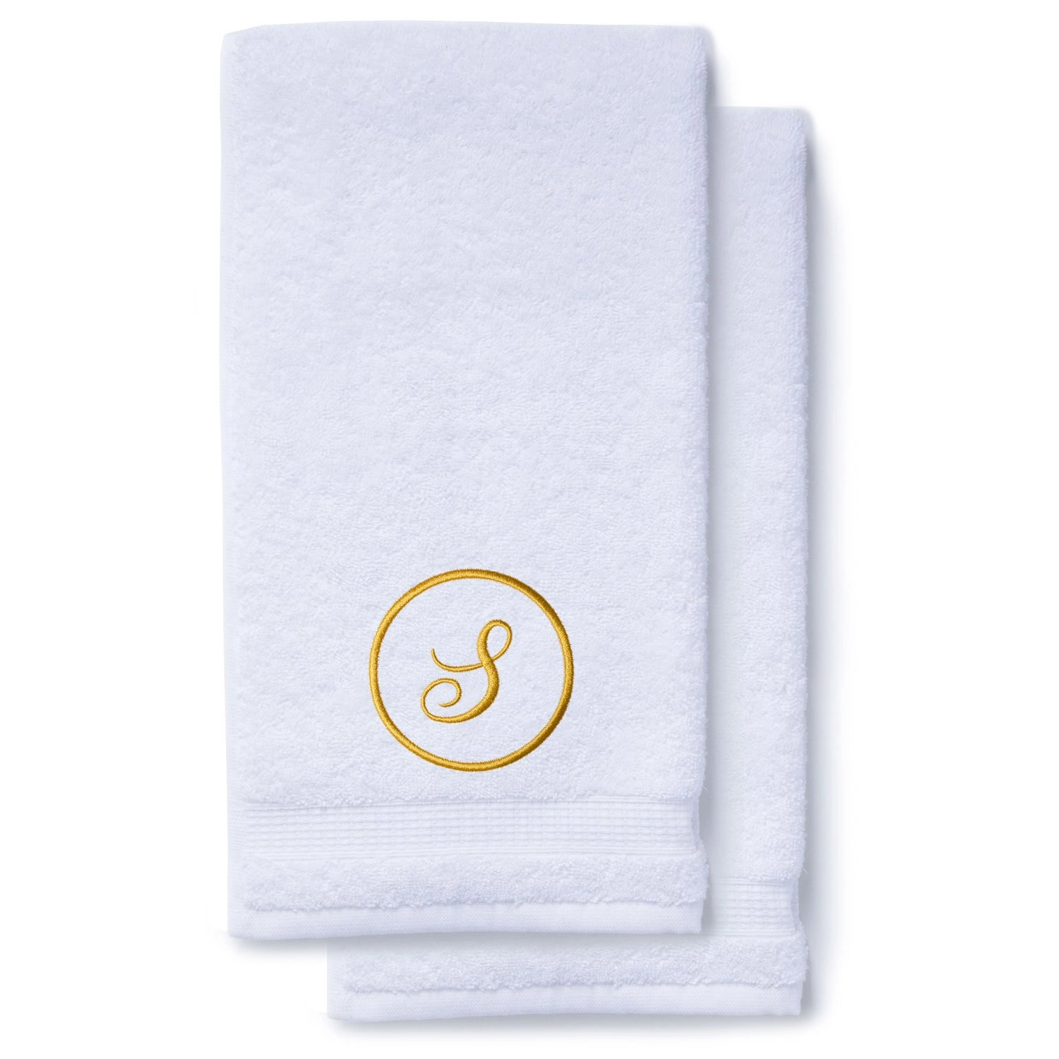 Gold Initial Premium Hand Towel Script 16 X 30 Inch, Set of 2-Robemart.com