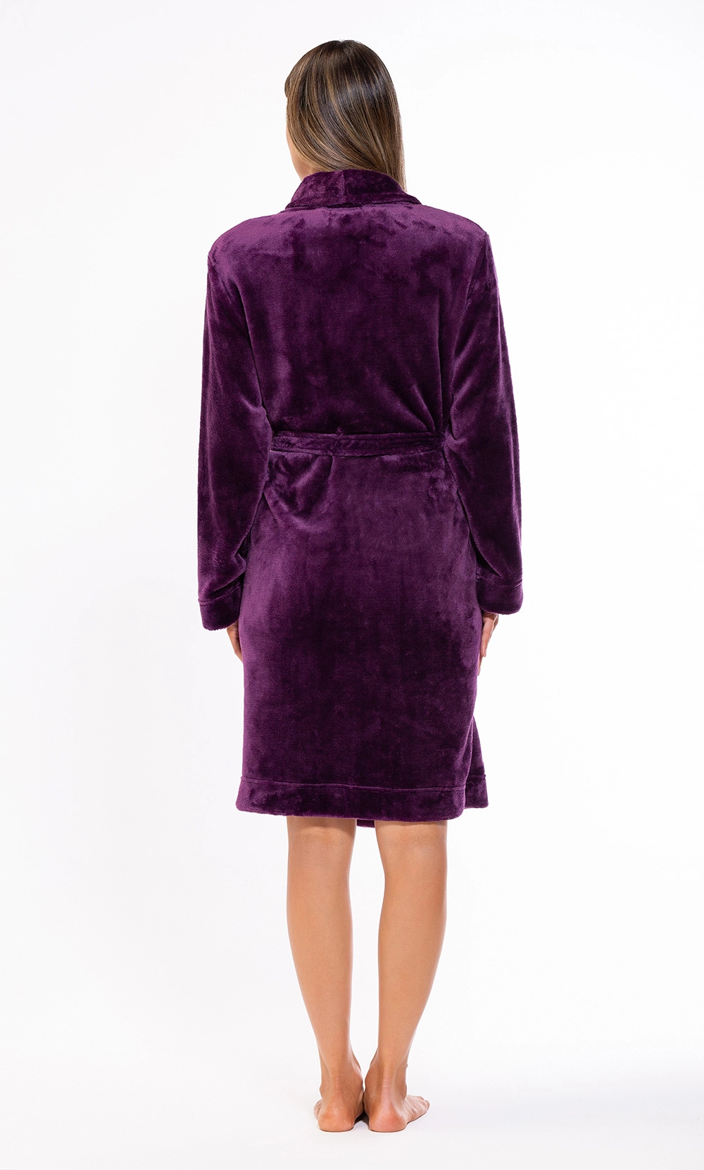 Super Soft Purple Lightweight Plush Shawl Short Women's Robe-Robemart.com