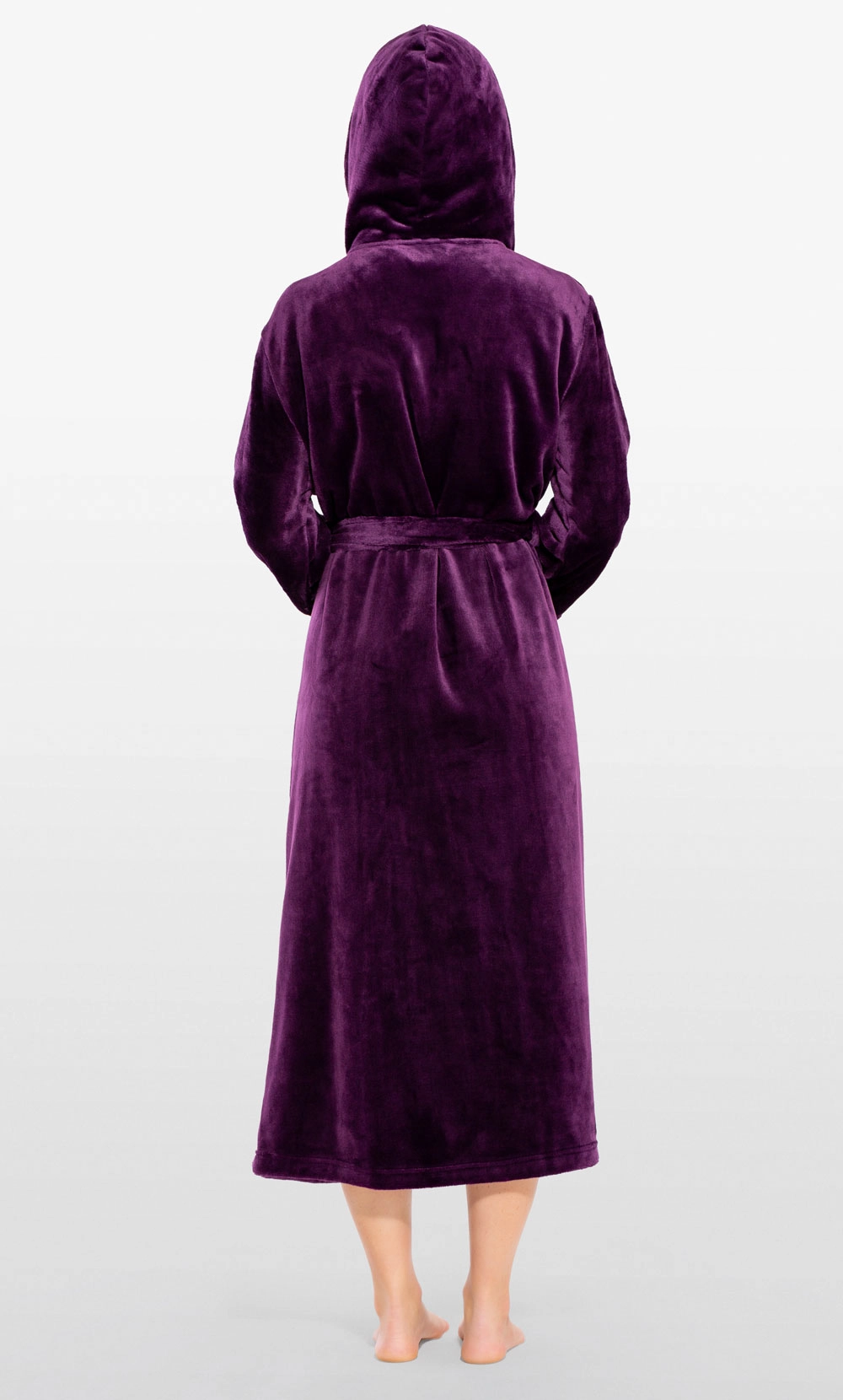 ADR Women's Classic Plush Robe, Chevron Textured Short Hooded Bathrobe  Purple Large