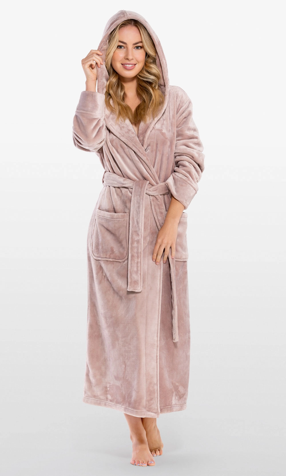 Luxury Bathrobes :: Plush Robes :: Super Soft Blush Pink Plush Hooded ...