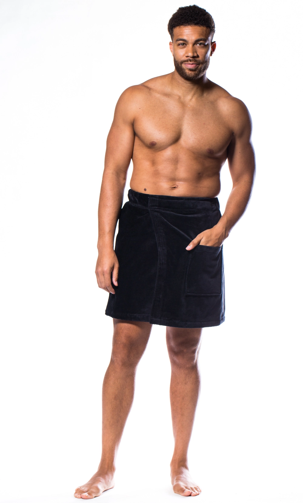 Men's Terry Velour Body Wrap, Standard / Black