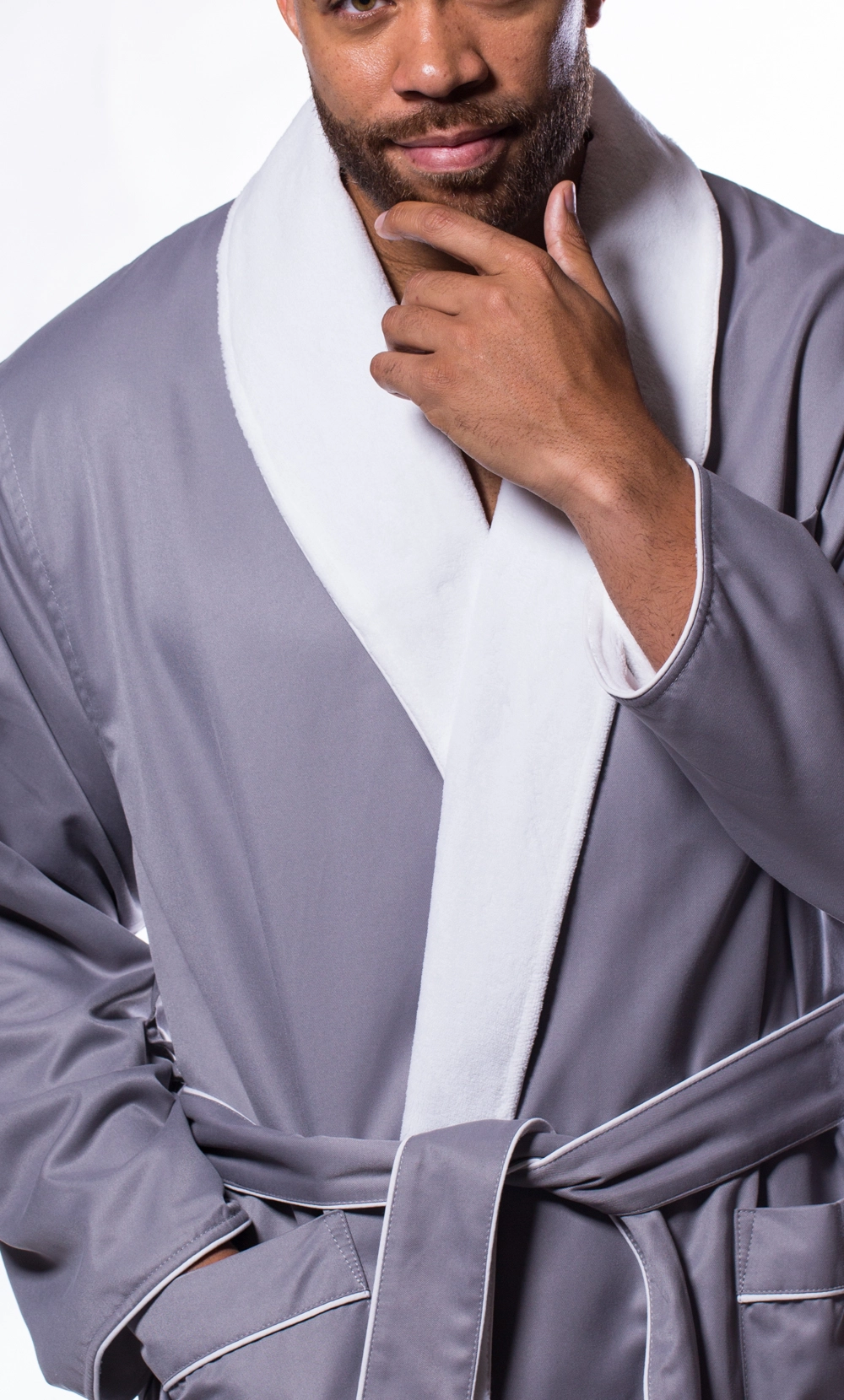 Men :: Luxury Microfiber Plush Lined Robe Gray - Wholesale